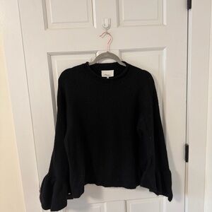 3.1 Phillip Lim Classic Black Crew Neck Bell Sleeve Wool&Alpaca Sweater